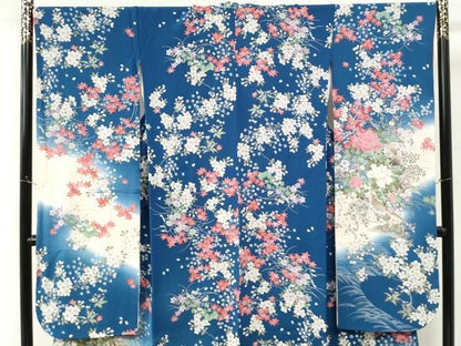 平和屋着物●豪華振袖　尾長鳥牡丹花文　暈し染め　金彩　鬼しぼ縮緬　正絹　逸品　CABM4662yc