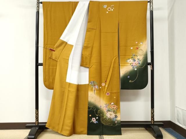 平和屋着物●豪華振袖　総刺繍　駒刺繍　毬牡丹舞桜文　暈し染め　金糸　正絹　逸品　CABM4663yc