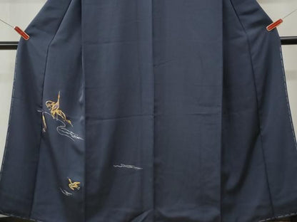 平和屋着物●訪問着　総駒刺繍　群鶴　ラメ糸　正絹　逸品　未使用　CABM4668yc