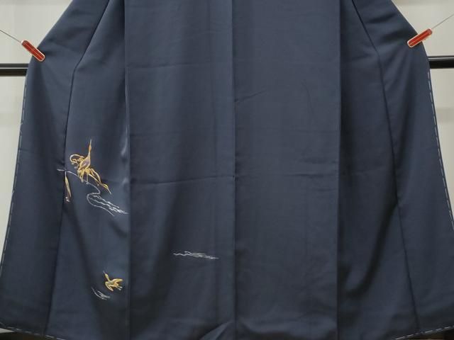 平和屋着物●訪問着　総駒刺繍　群鶴　ラメ糸　正絹　逸品　未使用　CABM4668yc