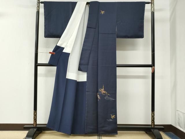 平和屋着物●訪問着　総駒刺繍　群鶴　ラメ糸　正絹　逸品　未使用　CABM4668yc
