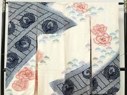 平和屋着物●豪華振袖　総絞り　牡丹飛鶴丸文　正絹　逸品　CABM4673yc