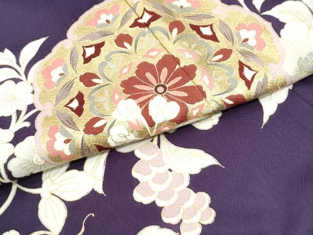 平和屋着物●豪華色留袖　葡萄花唐草文　金彩　正絹　逸品　CABM4676yc