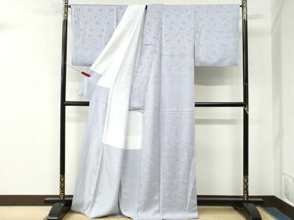 平和屋着物●上質な色無地　花唐草地紋　白藤色　正絹　逸品　CABM4677yc