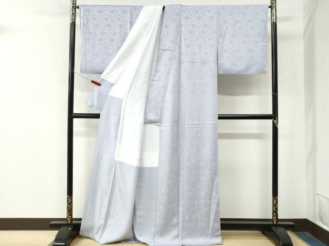 平和屋着物●上質な色無地　花唐草地紋　白藤色　正絹　逸品　CABM4677yc