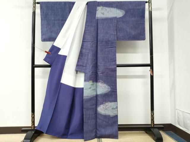 平和屋着物●五代目・諏訪好風　訪問着　紬地　紫陽花　正絹　逸品　未使用　CABM4678yc