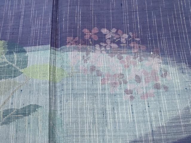 平和屋着物●五代目・諏訪好風　訪問着　紬地　紫陽花　正絹　逸品　未使用　CABM4678yc