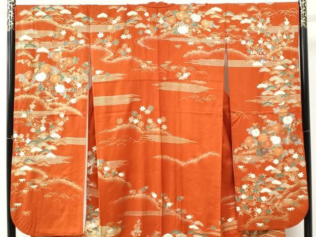 平和屋着物●豪華振袖　駒刺繍　浜松風景文　金彩　正絹　逸品　CABM4679yc