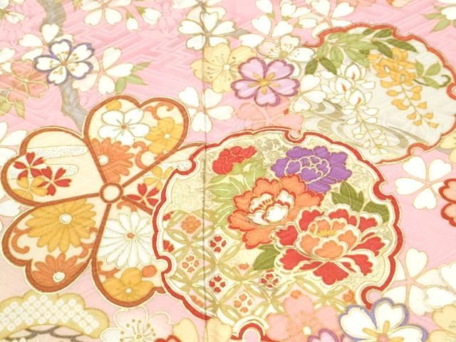平和屋着物●豪華振袖　雪輪舞花文　暈し染め　金彩　正絹　逸品　CABM4681yc