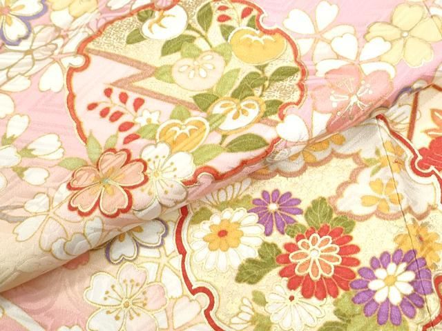 平和屋着物●豪華振袖　雪輪舞花文　暈し染め　金彩　正絹　逸品　CABM4681yc