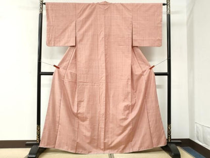 平和屋着物●上質な紬　格子　正絹　逸品　CABM4684yc