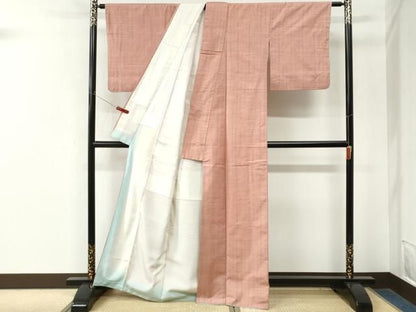 平和屋着物●上質な紬　格子　正絹　逸品　CABM4684yc