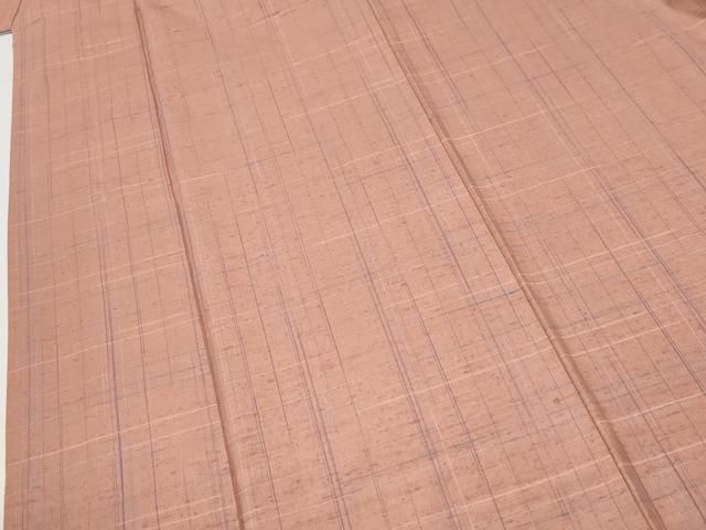平和屋着物●上質な紬　格子　正絹　逸品　CABM4684yc