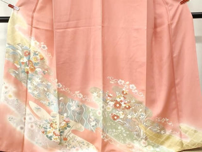 平和屋着物●訪問着　駒刺繍　菊花唐草文　暈し染め　金彩　正絹　逸品　CABM4685yc