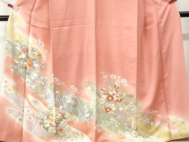 平和屋着物●訪問着　駒刺繍　菊花唐草文　暈し染め　金彩　正絹　逸品　CABM4685yc