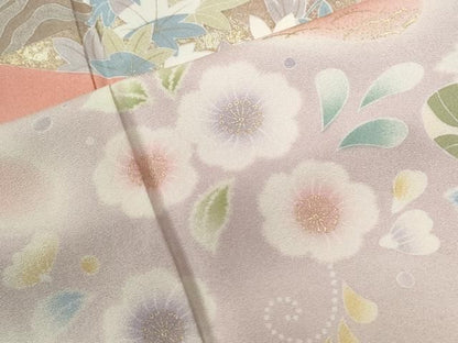 平和屋着物●訪問着　駒刺繍　菊花唐草文　暈し染め　金彩　正絹　逸品　CABM4685yc