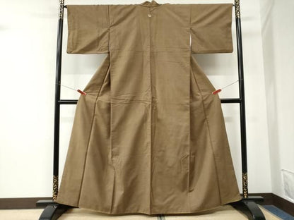 平和屋着物●結城紬　色無地　朽葉色　正絹　逸品　CABM4687yc