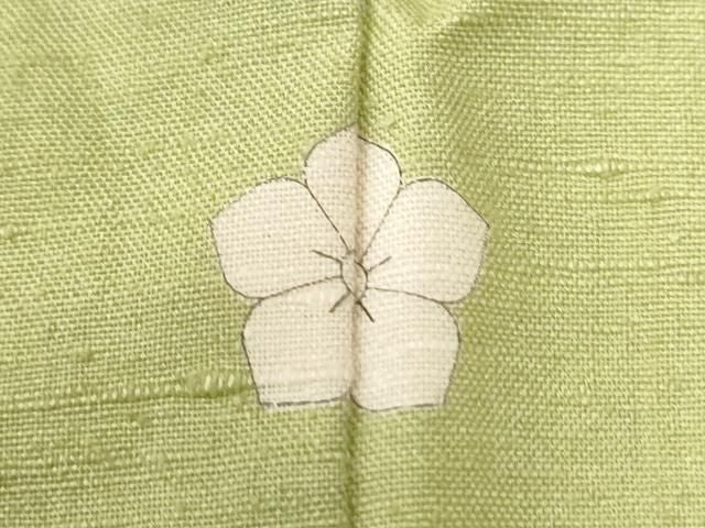 平和屋着物●結城紬　色無地　若苗色　正絹　逸品　CABM4688yc