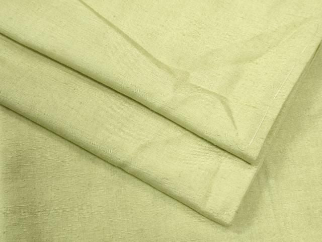 平和屋着物●結城紬　色無地　若苗色　正絹　逸品　CABM4688yc