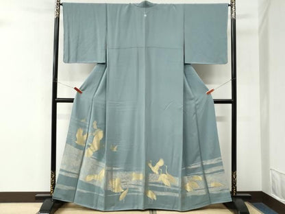 平和屋着物●豪華色留袖　寿光織　霞飛鶴文　金糸　正絹　逸品　未使用　CABM4694yc