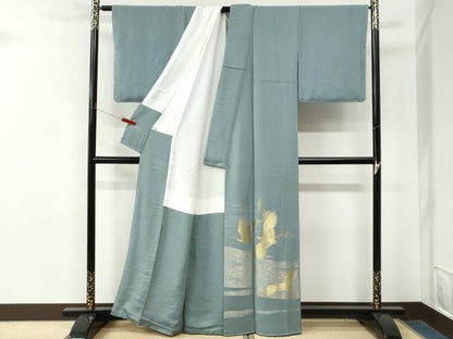 平和屋着物●豪華色留袖　寿光織　霞飛鶴文　金糸　正絹　逸品　未使用　CABM4694yc