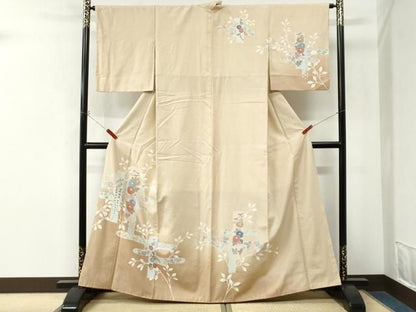 平和屋着物●訪問着　紬地　エ霞短冊菊花文　正絹　逸品　CABM4695yc