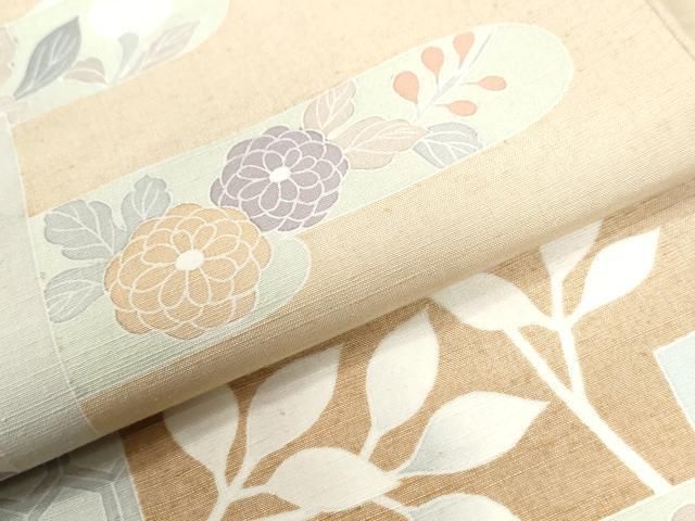 平和屋着物●訪問着　紬地　エ霞短冊菊花文　正絹　逸品　CABM4695yc