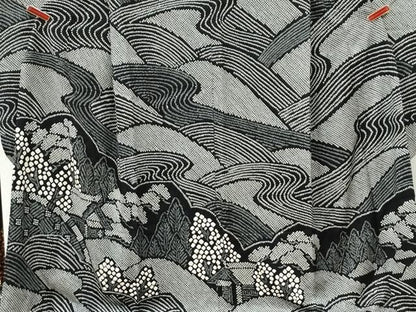 平和屋着物●豪華振袖　総絞り　流水樹林風景文　黒地　正絹　逸品　CABM4696yc