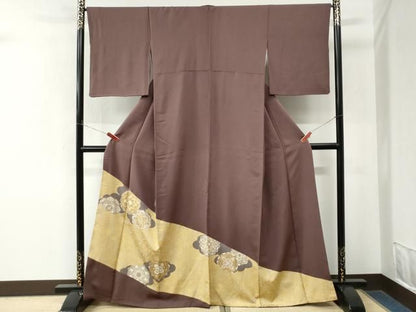 平和屋着物●色留訪問着　駒刺繍　花唐草文　金彩　正絹　逸品　CABM4700yc