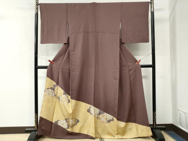 平和屋着物●色留訪問着　駒刺繍　花唐草文　金彩　正絹　逸品　CABM4700yc