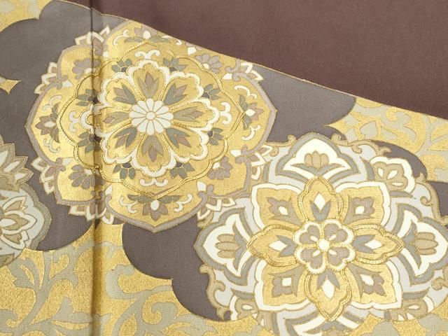 平和屋着物●色留訪問着　駒刺繍　花唐草文　金彩　正絹　逸品　CABM4700yc