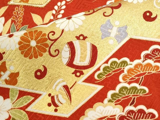 平和屋着物●豪華振袖・長襦袢セット　駒刺繍　宝尽くし花唐草文　金彩　正絹　逸品　CABM4702yc
