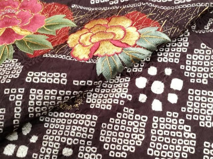 平和屋着物●豪華振袖・長襦袢セット　駒刺繍　絞り　束ね熨斗牡丹舞花文　ラメ糸　金彩　正絹　逸品　CABM4705yc