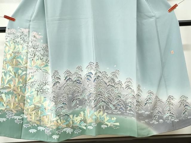 平和屋着物●本加賀友禅作家　魚津誠　色留袖　枝松笹文　暈し染め　正絹　逸品　CABM4707yc