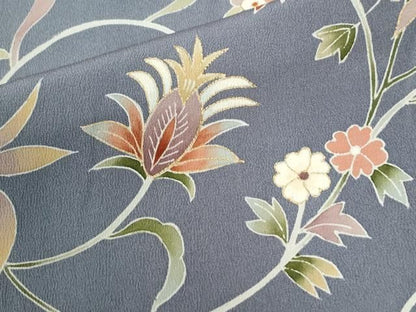 平和屋着物●訪問着　刺繍　更紗花唐草文　暈し染め　金彩　正絹　逸品　CABM4711yc
