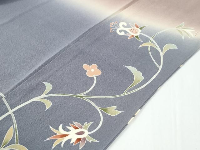平和屋着物●訪問着　刺繍　更紗花唐草文　暈し染め　金彩　正絹　逸品　CABM4711yc