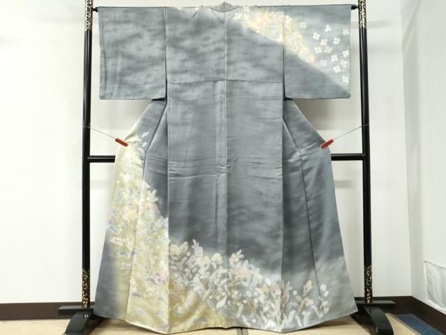 平和屋着物●訪問着　絞り　舞花文　暈し染め　金彩　正絹　逸品　CABM4713yc