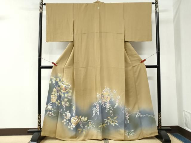 平和屋着物●豪華色留袖　駒刺繍　陶器枝垂れ花文　暈し染め　金彩　正絹　逸品　CABM4715yc