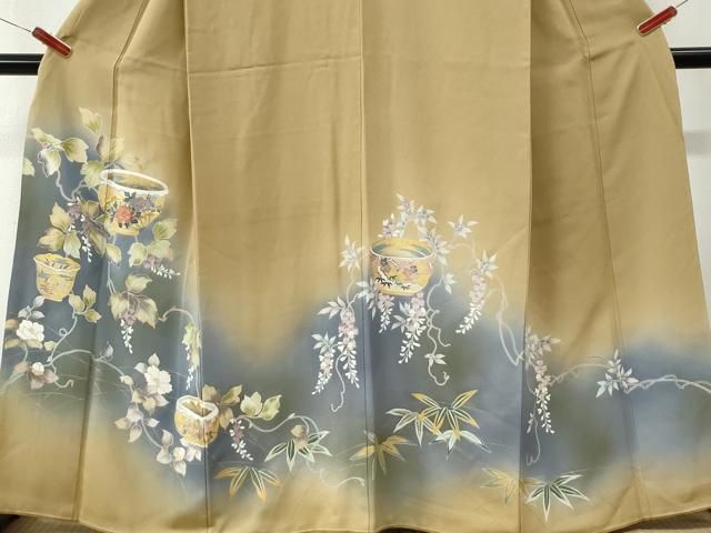 平和屋着物●豪華色留袖　駒刺繍　陶器枝垂れ花文　暈し染め　金彩　正絹　逸品　CABM4715yc
