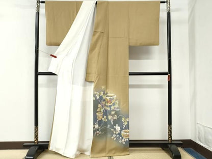 平和屋着物●豪華色留袖　駒刺繍　陶器枝垂れ花文　暈し染め　金彩　正絹　逸品　CABM4715yc