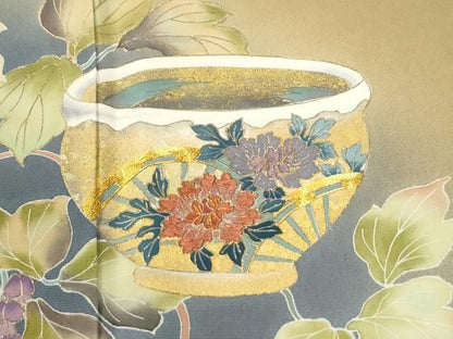平和屋着物●豪華色留袖　駒刺繍　陶器枝垂れ花文　暈し染め　金彩　正絹　逸品　CABM4715yc