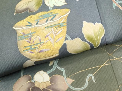 平和屋着物●豪華色留袖　駒刺繍　陶器枝垂れ花文　暈し染め　金彩　正絹　逸品　CABM4715yc