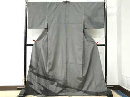 平和屋着物●訪問着　本塩沢　霞麻の葉吉祥文　ロング丈　正絹　逸品　未使用　CABM4727yc
