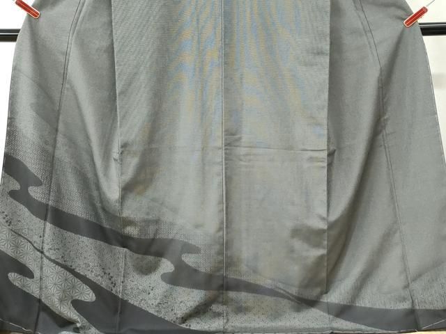 平和屋着物●訪問着　本塩沢　霞麻の葉吉祥文　ロング丈　正絹　逸品　未使用　CABM4727yc