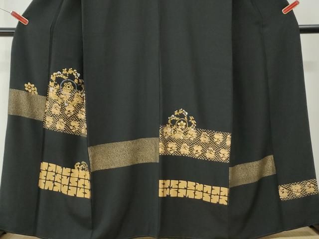平和屋着物●豪華黒留袖　竹屋町刺繍　動物花唐草文　金彩　正絹　逸品　CABM4730yc