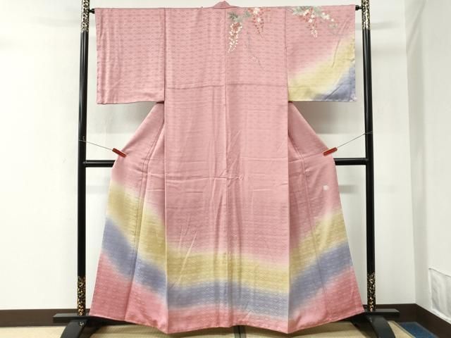 平和屋着物●訪問着　作家物　枝垂れ花文　暈し染め　金彩　正絹　逸品　未使用　CABM4733yc