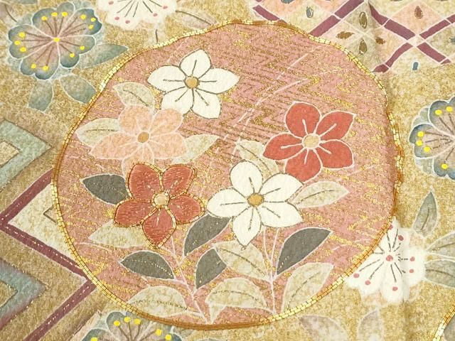平和屋着物●京友禅の第一人者　松井青々　訪問着　駒刺繍　道長草花文　金彩　正絹　逸品　CABM4742yc