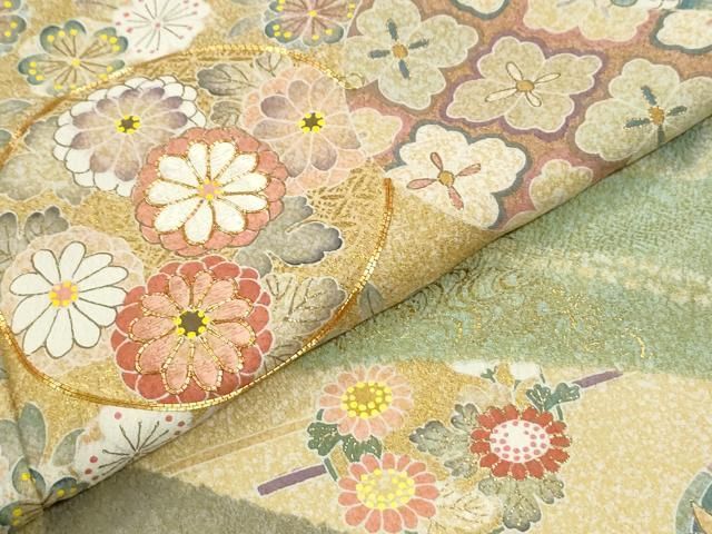 平和屋着物●京友禅の第一人者　松井青々　訪問着　駒刺繍　道長草花文　金彩　正絹　逸品　CABM4742yc
