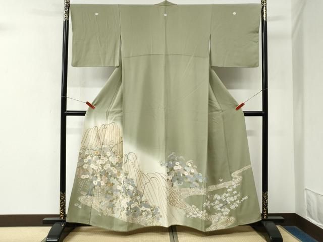 平和屋着物●豪華色留袖　駒刺繍　流水枝垂れ柳枝花文　暈し染め　金彩　正絹　逸品　CABM4746yc