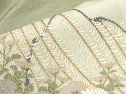 平和屋着物●豪華色留袖　駒刺繍　流水枝垂れ柳枝花文　暈し染め　金彩　正絹　逸品　CABM4746yc